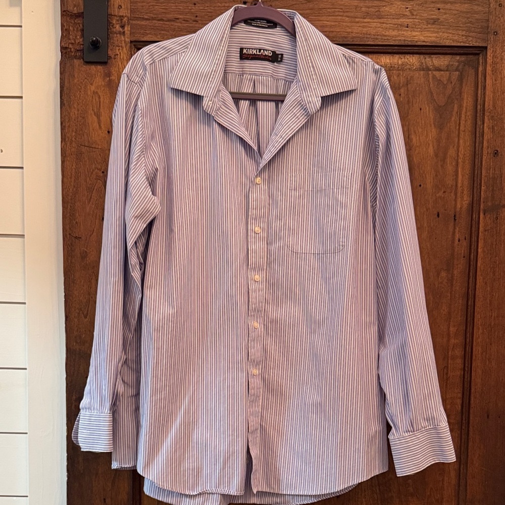 Kirkland Signature Men's Classic Blue Pinstripe Shirt